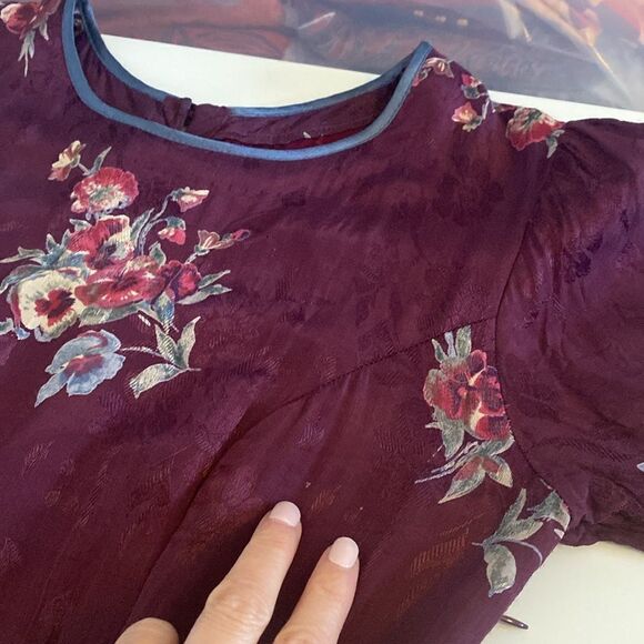 Vintage Purple Floral Long Sleeve Maxi Dress Size Small - Picture 15 of 16